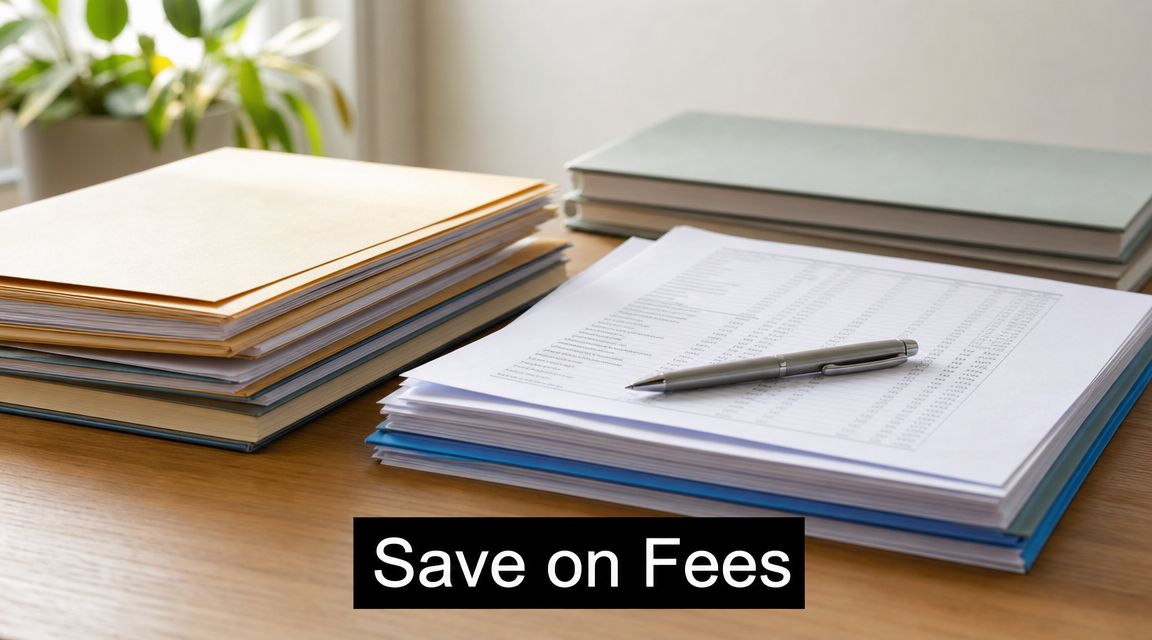 A stack of documents with a pen on a wooden desk, symbolizing professional financial paperwork.