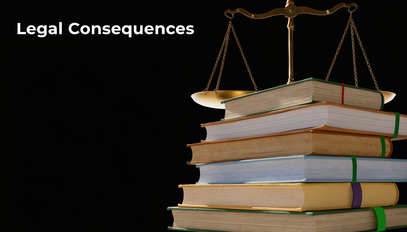A stack of law books topped with a golden scale of justice against a black background.