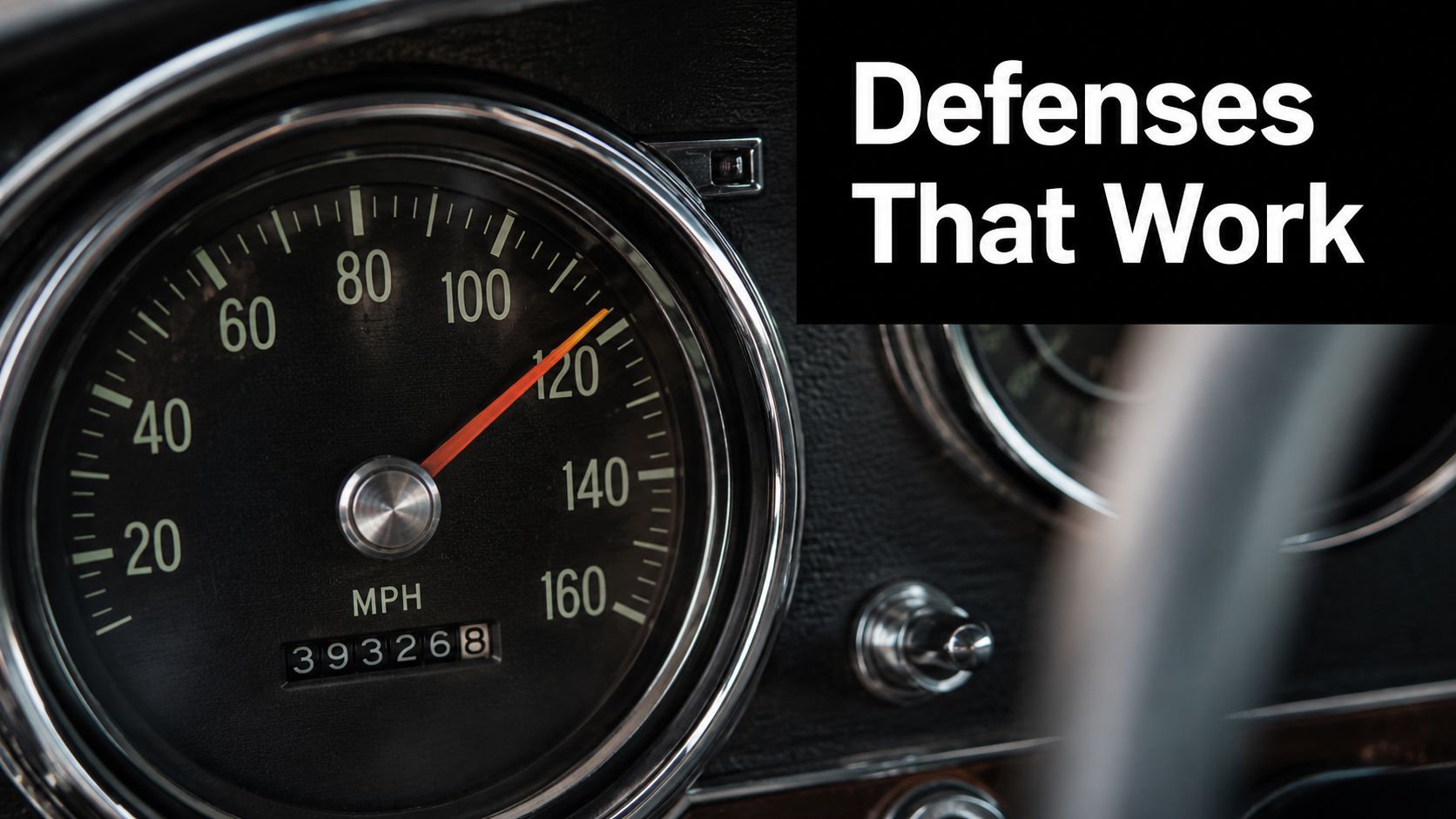 A car speedometer needle pointing towards a high speed, representing the concept of reckless driving in North Carolina.